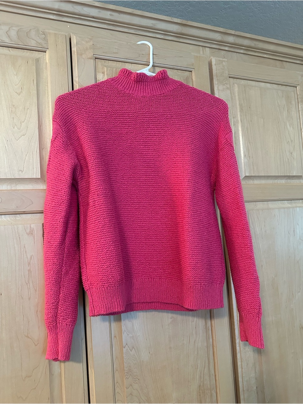 J. Crew Hot Pink Mock Neck Knit Sweater